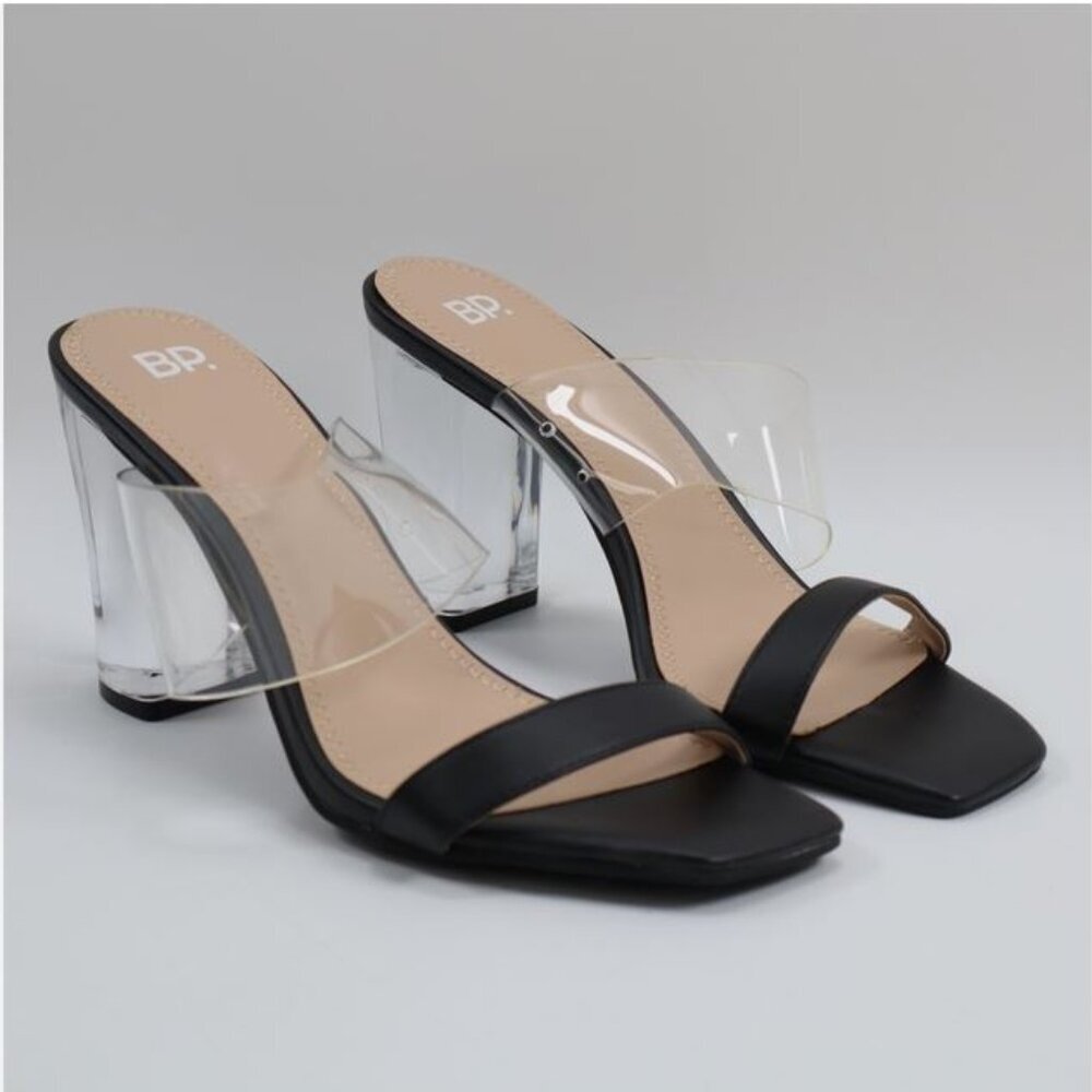 BP Naomi Block Clear Strap Heel Slide Sandals